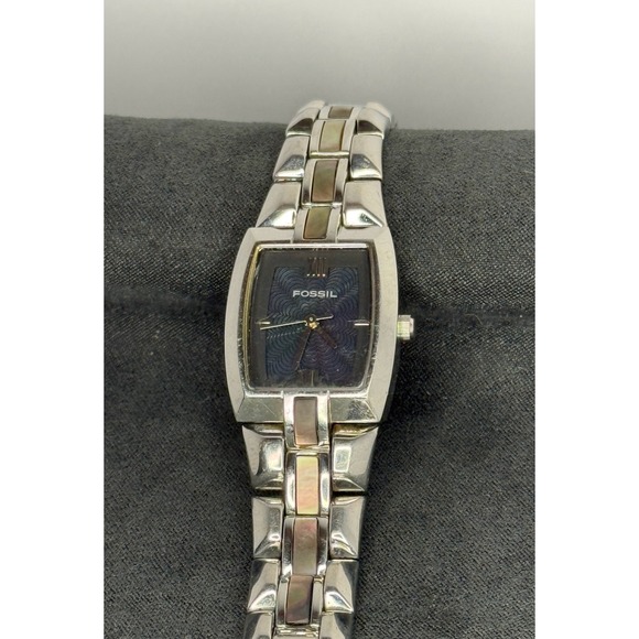 Fossil Accessories - Fossil Watch Womens OS Silver Mother of Pearl Inlay ES-1440 Bracelet Y2K